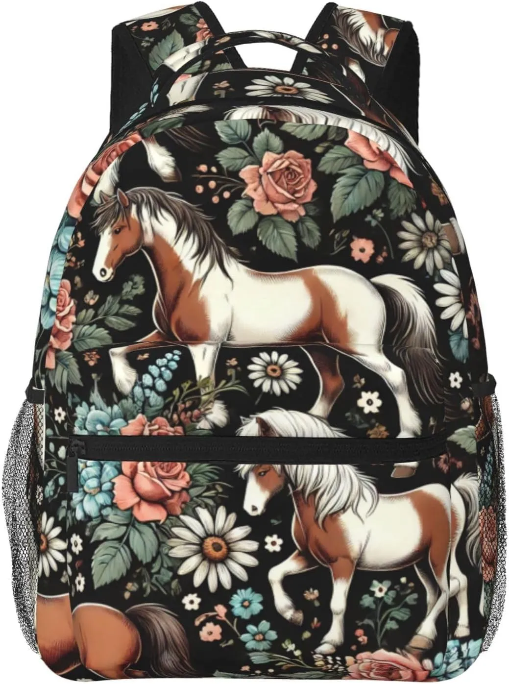 Horse Floral Backpack Lightweight Travel Casual Backpack With Laptop Compartment for Men Women