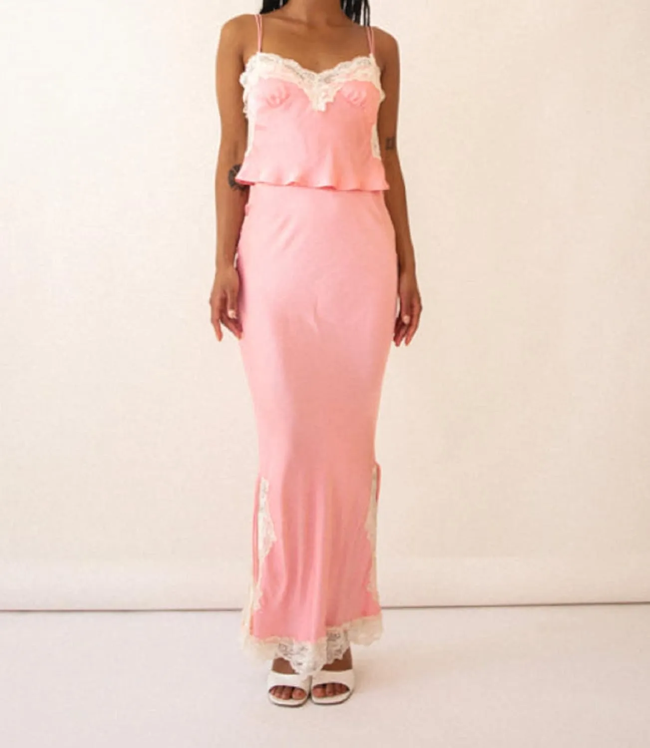 HYxwrjoker Women 2Pcs Long Skirt Set Y2k Strapless Tube Top Bodycon Maxi Dress Summer Beach Cover Up Going Out Outfits