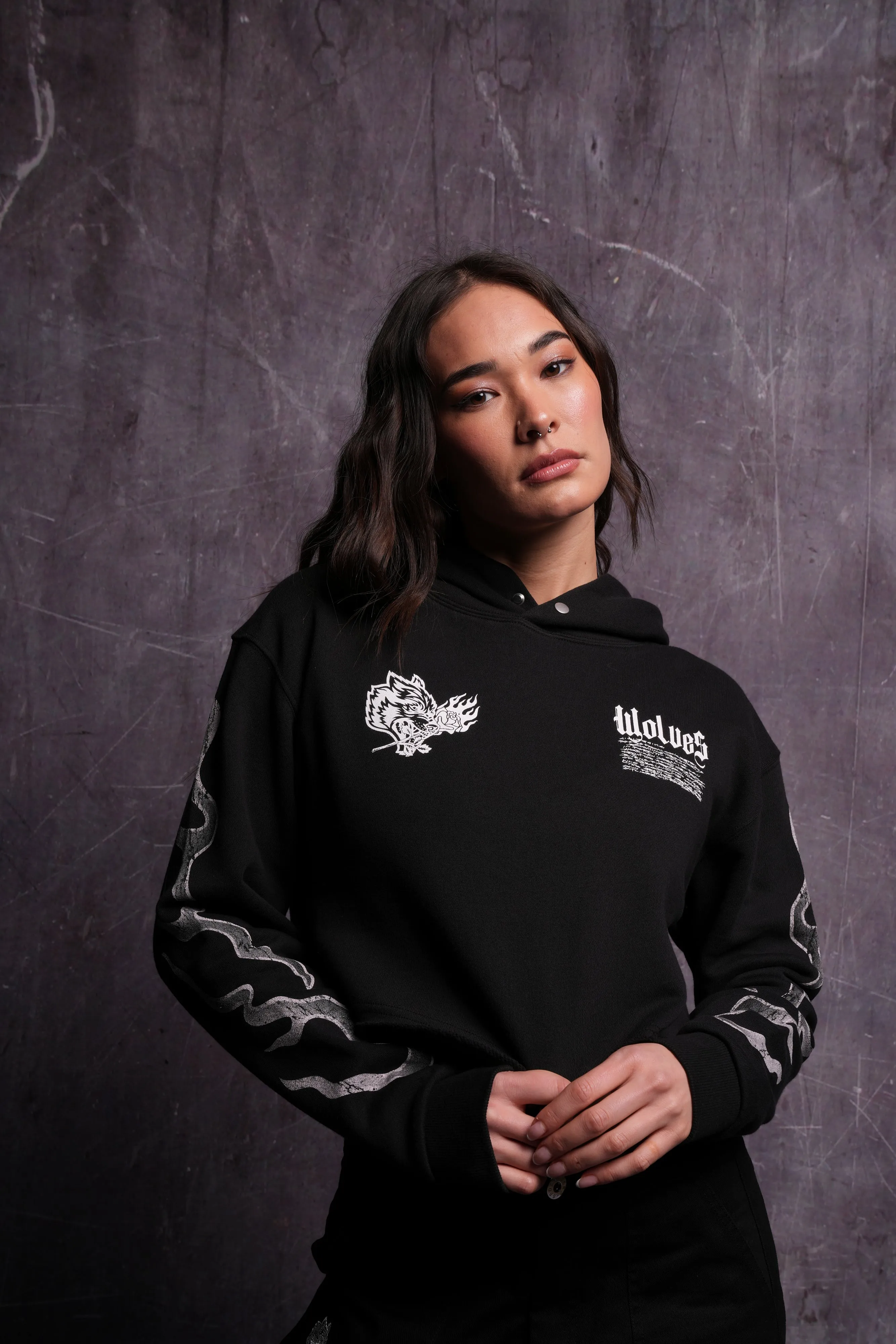 Infernal Bloom "Pierce" (Cropped) Hoodie in Black