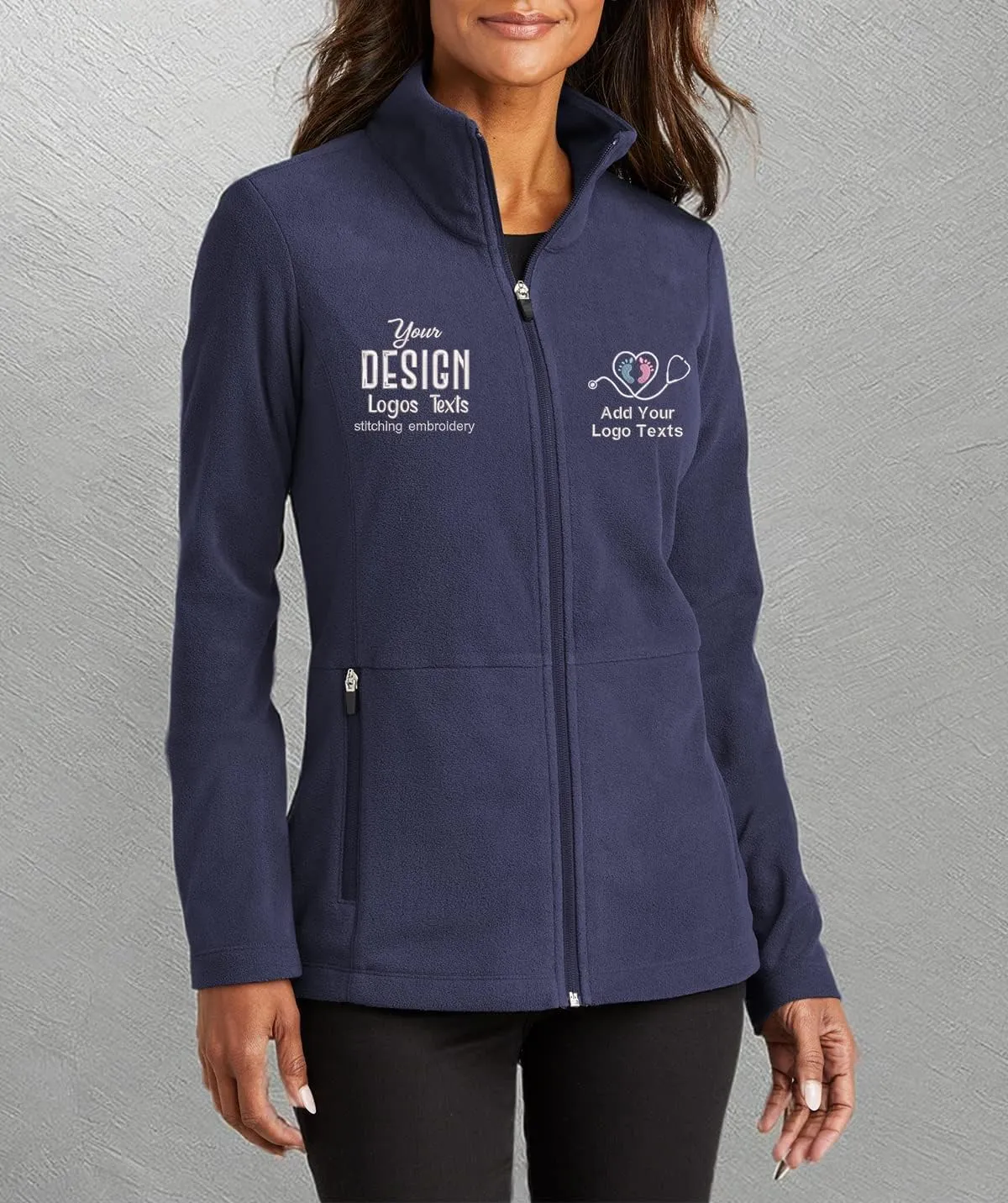 INK STITCH Women L151 Custom Embroidery Design your Own Logo Texts Accord Microfleece Jackets