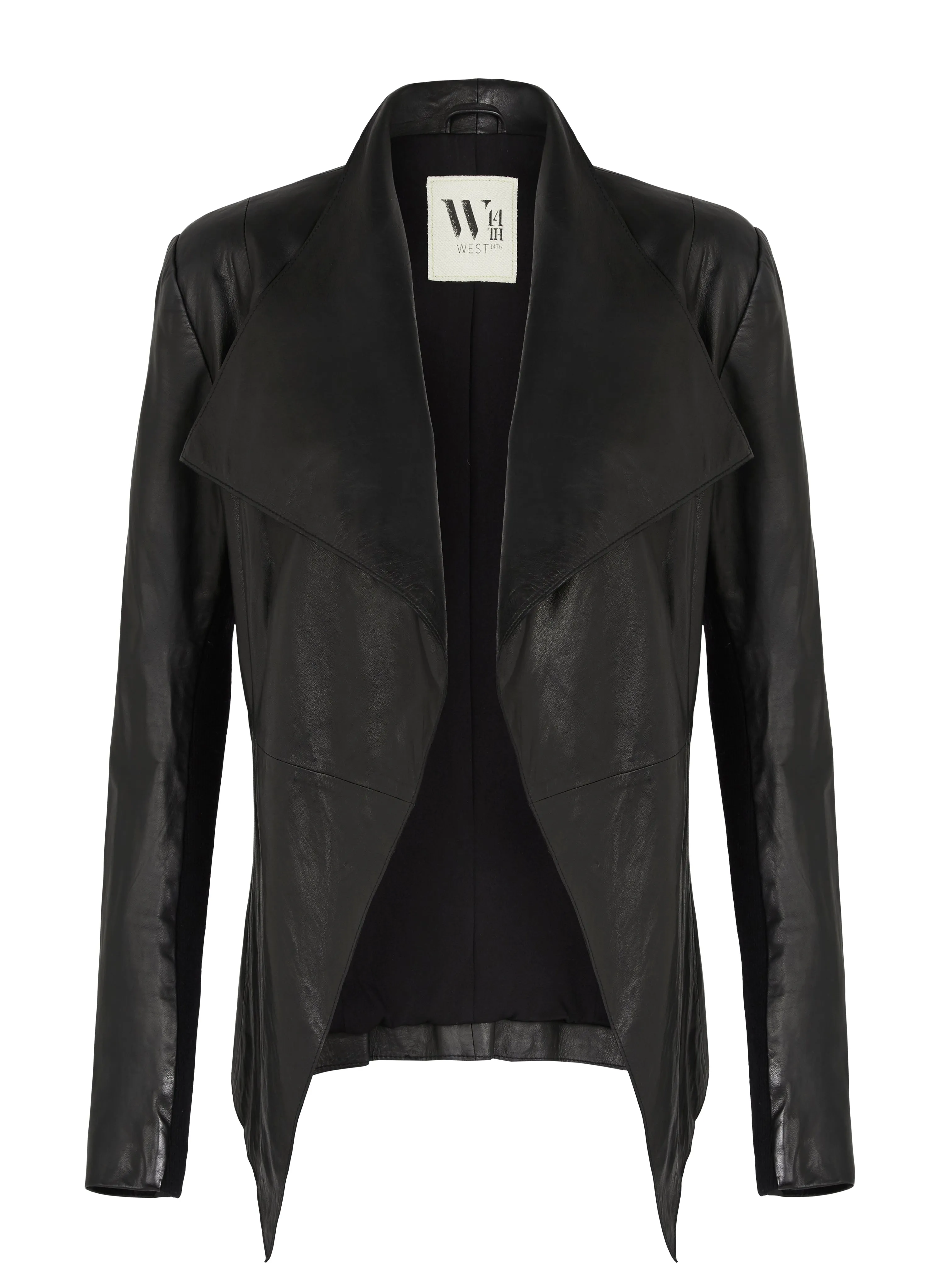 Isabella Drape Jacket Black Leather