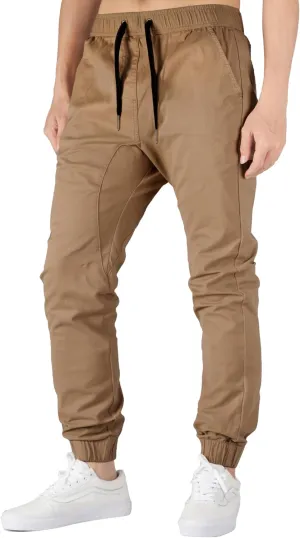 ITALYMORN Khaki Chino Joggers for Men Twill Stretch Casual Pants with Pockets