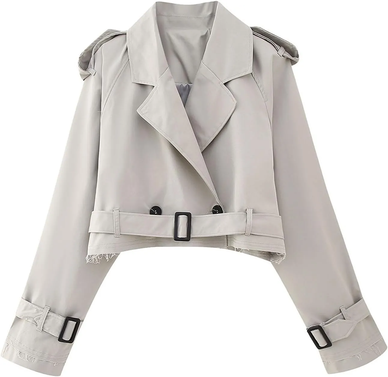 Jackets for Womens Women With Belt Long Sleeve Short Casual Trench Jacket Short Coat Lite