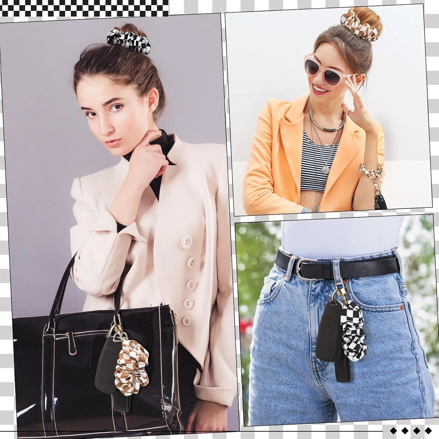 Jadive 3 Pcs Scrunchie Keychain Wristlet Bracelet Stretchy Keyring Wrist Holder for Women