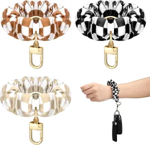 Jadive 3 Pcs Scrunchie Keychain Wristlet Bracelet Stretchy Keyring Wrist Holder for Women
