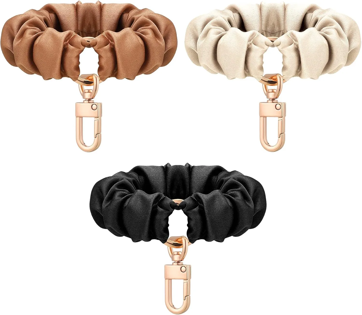Jadive 3 Pcs Scrunchie Keychain Wristlet Bracelet Stretchy Keyring Wrist Holder for Women