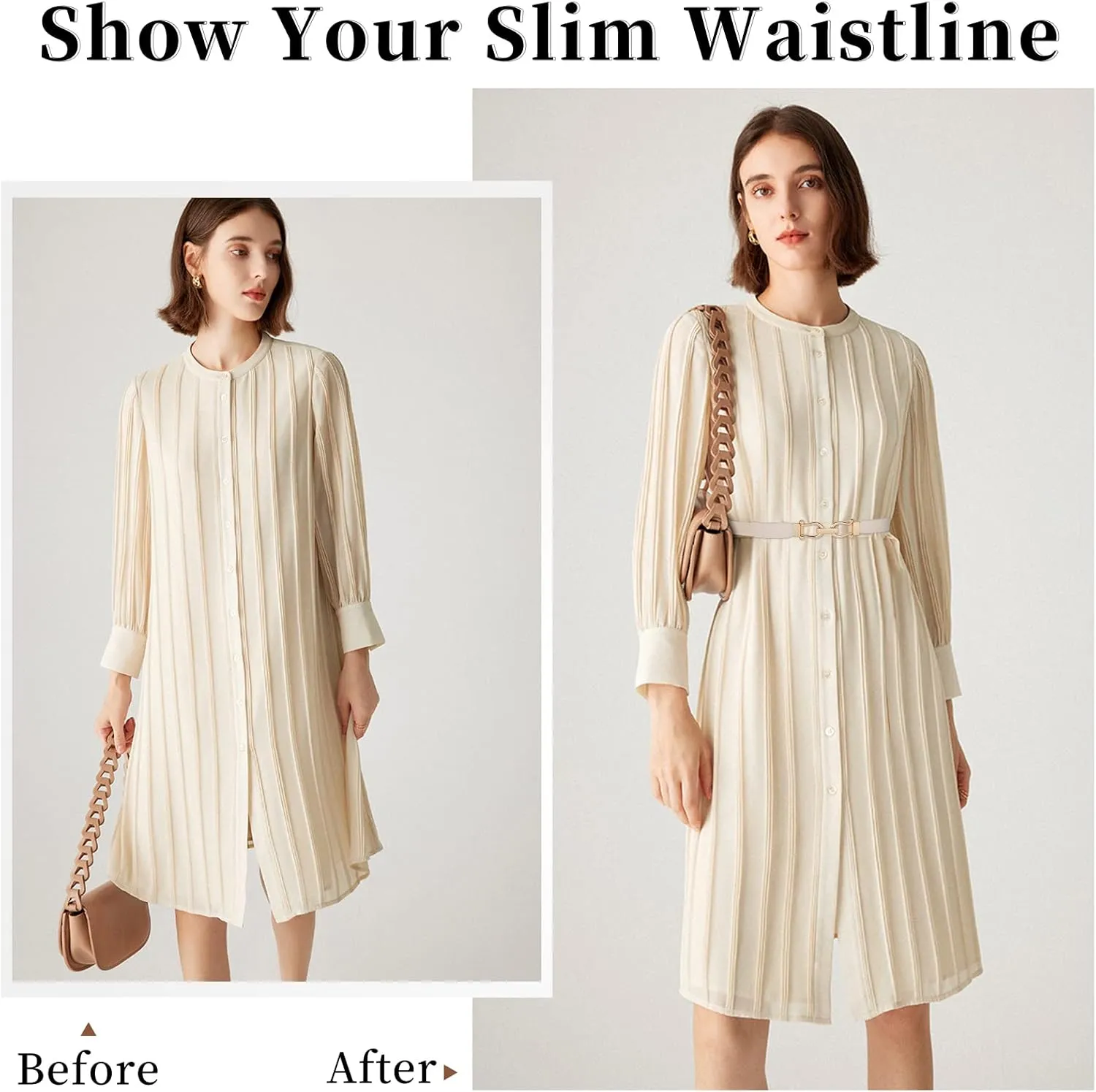 JASGOOD Women Skinny Elastic Belt for Dresses,Thin Retro Stretch Waist Belt with Golden Buckle
