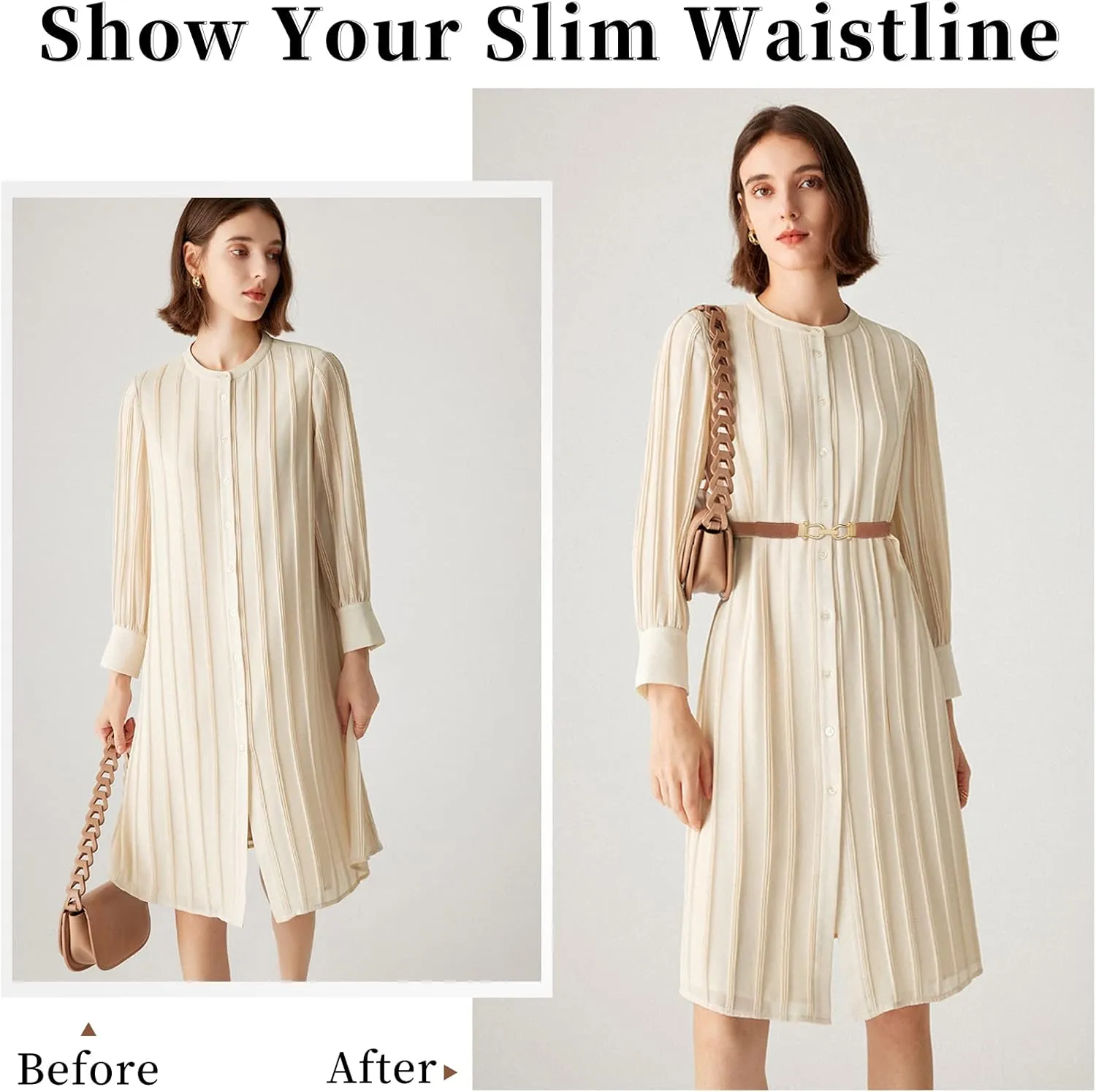 JASGOOD Women Skinny Elastic Belt for Dresses,Thin Retro Stretch Waist Belt with Golden Buckle