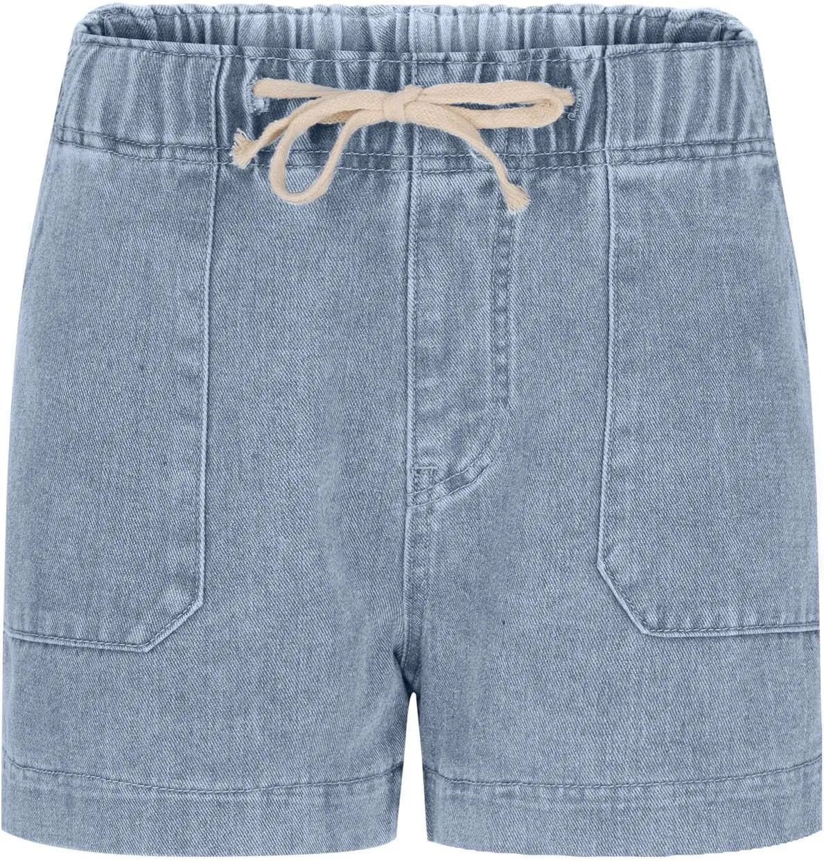 Jean Shorts for Women High Waisted Trendy Patch Pocket Drawstring Casual Summer Stretchy Denim Shorts with Pockets