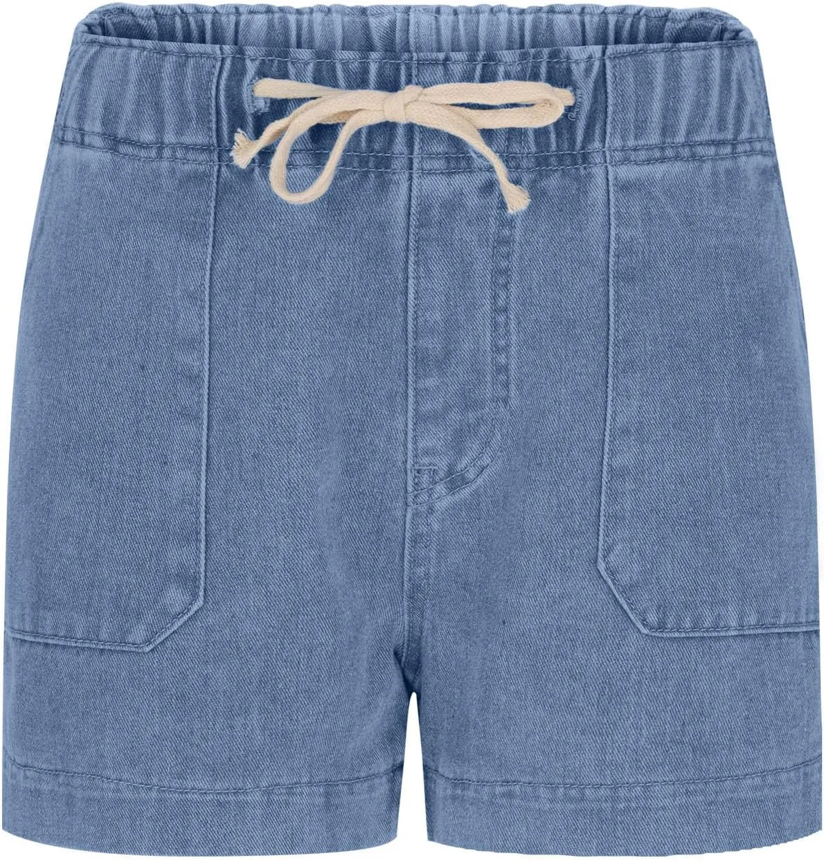 Jean Shorts for Women High Waisted Trendy Patch Pocket Drawstring Casual Summer Stretchy Denim Shorts with Pockets