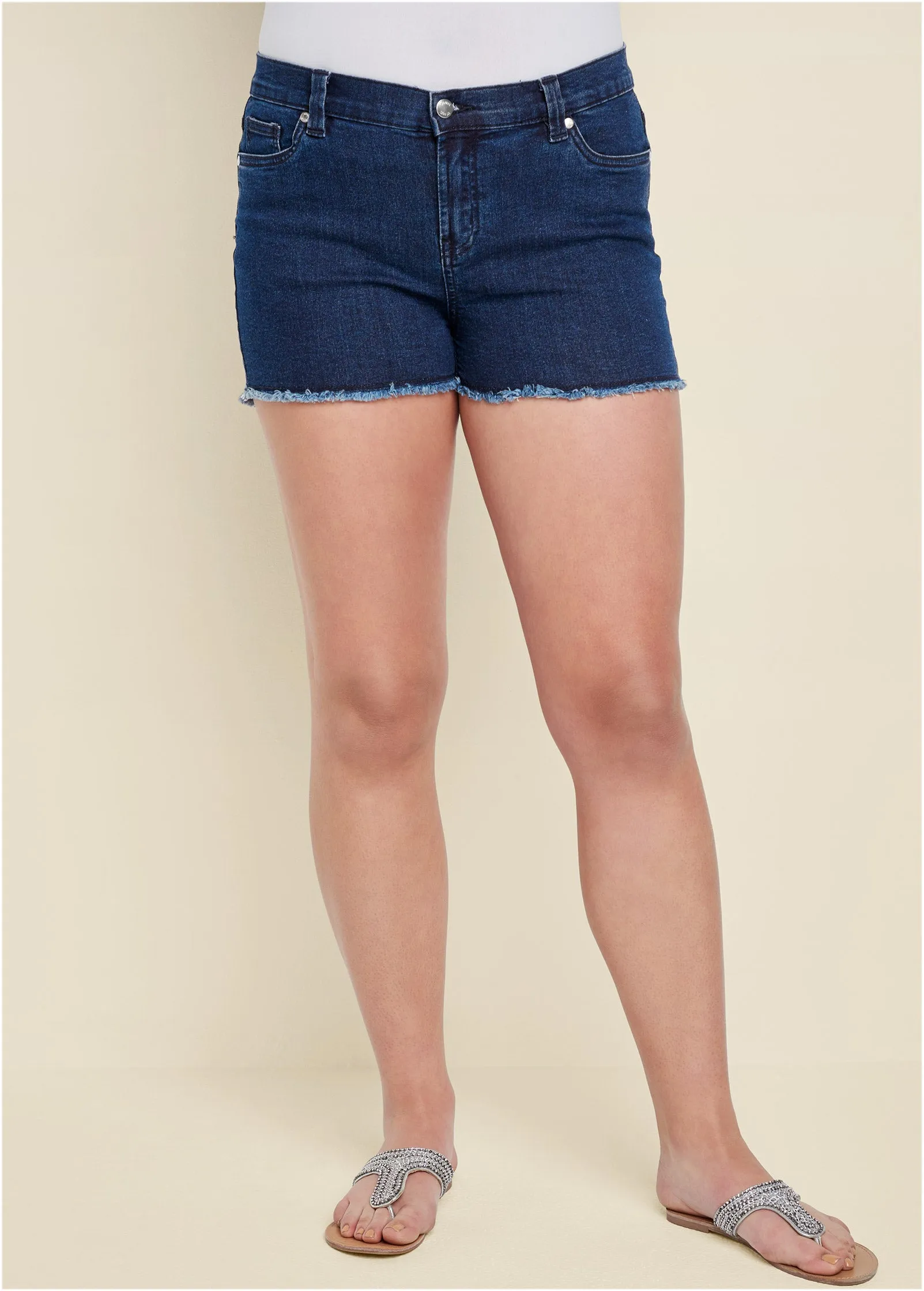 Jessica Cutoff Denim Shorts - Dark Wash