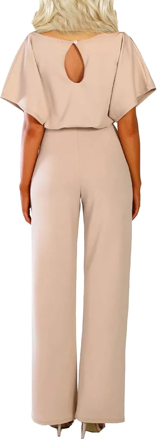 Jumpsuits for Women Dressy Romper Pants Suits Rompers Pantsuit Jumper for Women One Piece Outfit Loose Wide Leg Casual