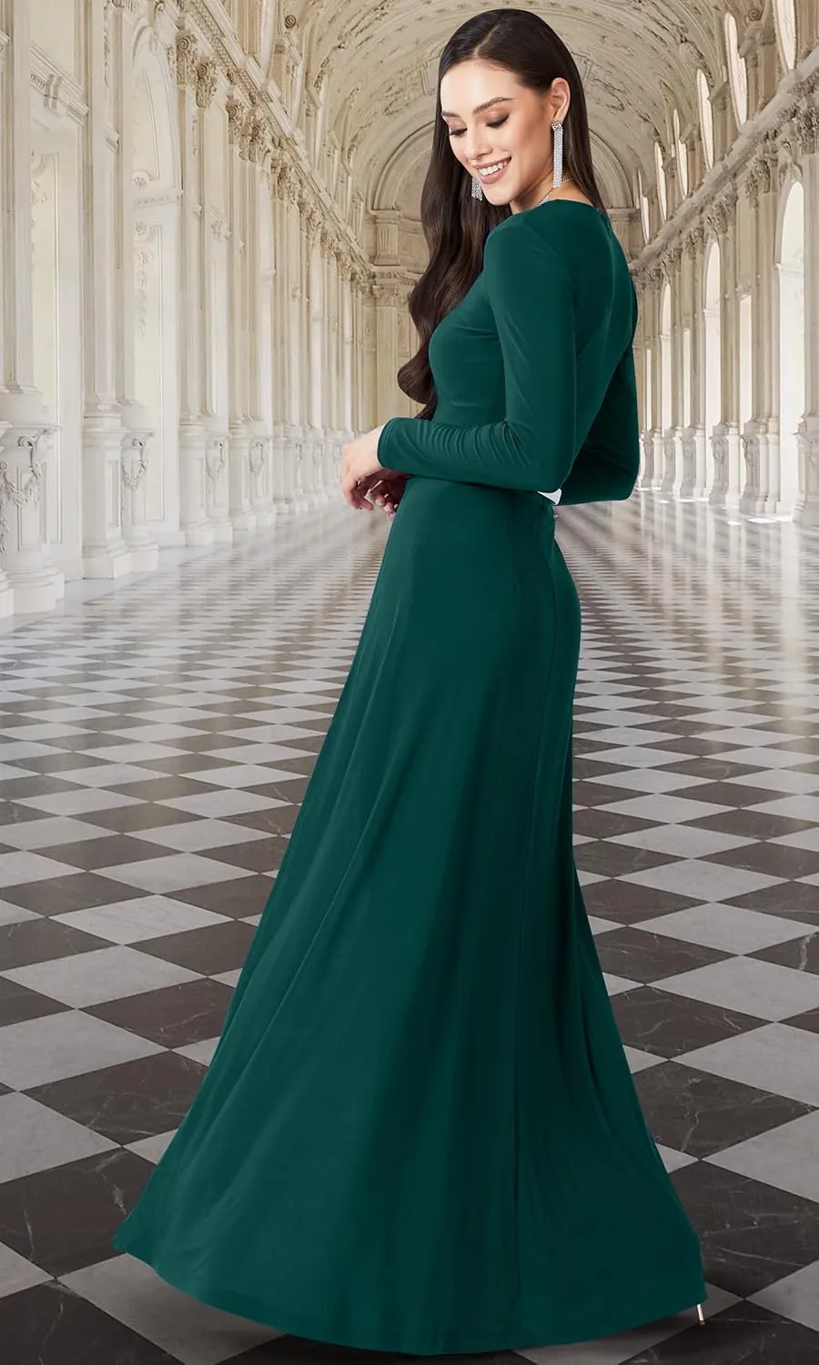 KOH KOH Womens 2025 Long Sleeve Pockets Cape Stretchy Elegant Dressy Jumpsuit