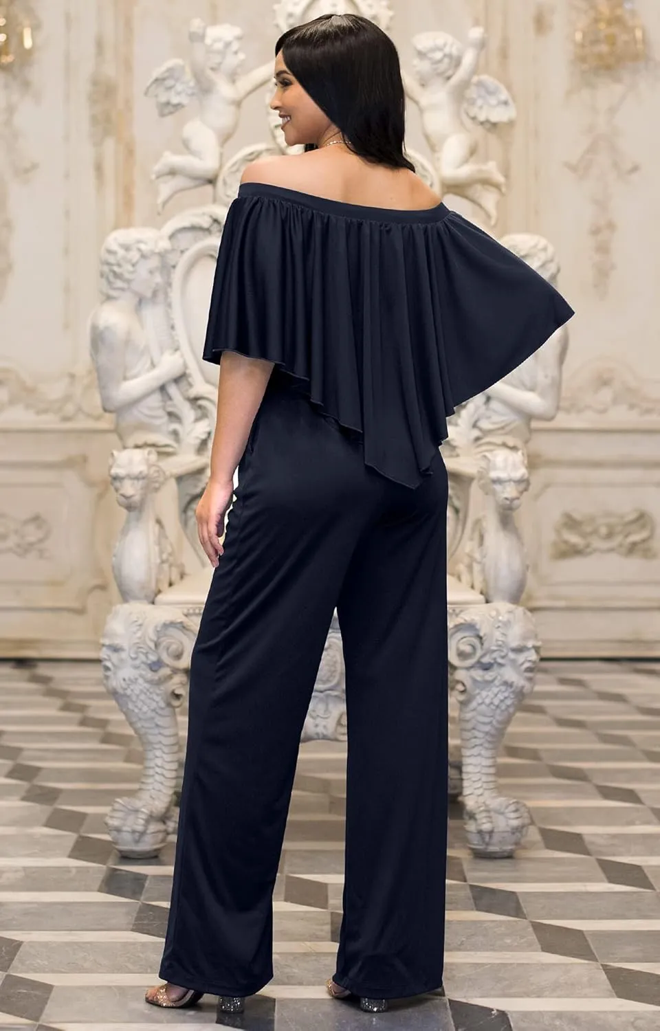 KOH KOH Womens Long Pant Strapless Off Shoulder Pocket One Piece Jumpsuit Outfit