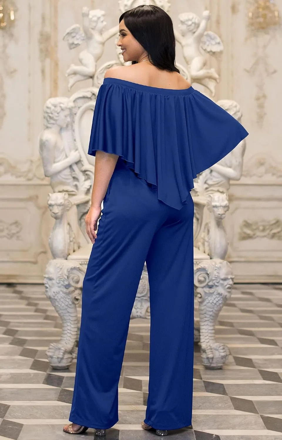 KOH KOH Womens Long Pant Strapless Off Shoulder Pocket One Piece Jumpsuit Outfit