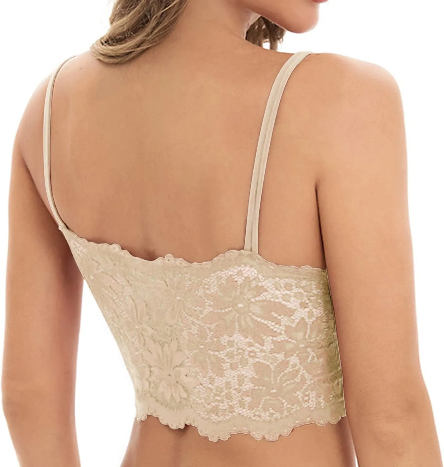 Lace Bralettes for Women Padded Bralette Camisole Racerback Crop Top Floral Lace Bralettes V Neck Bras Trendy