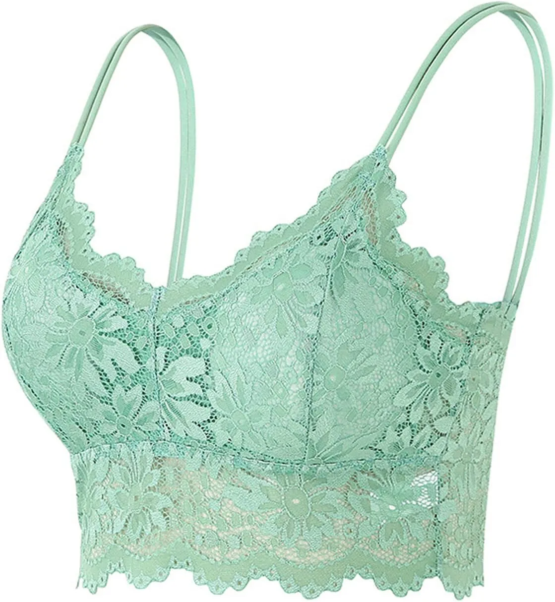 Lace Bralettes for Women Padded Bralette Camisole Racerback Crop Top Floral Lace Bralettes V Neck Bras Trendy
