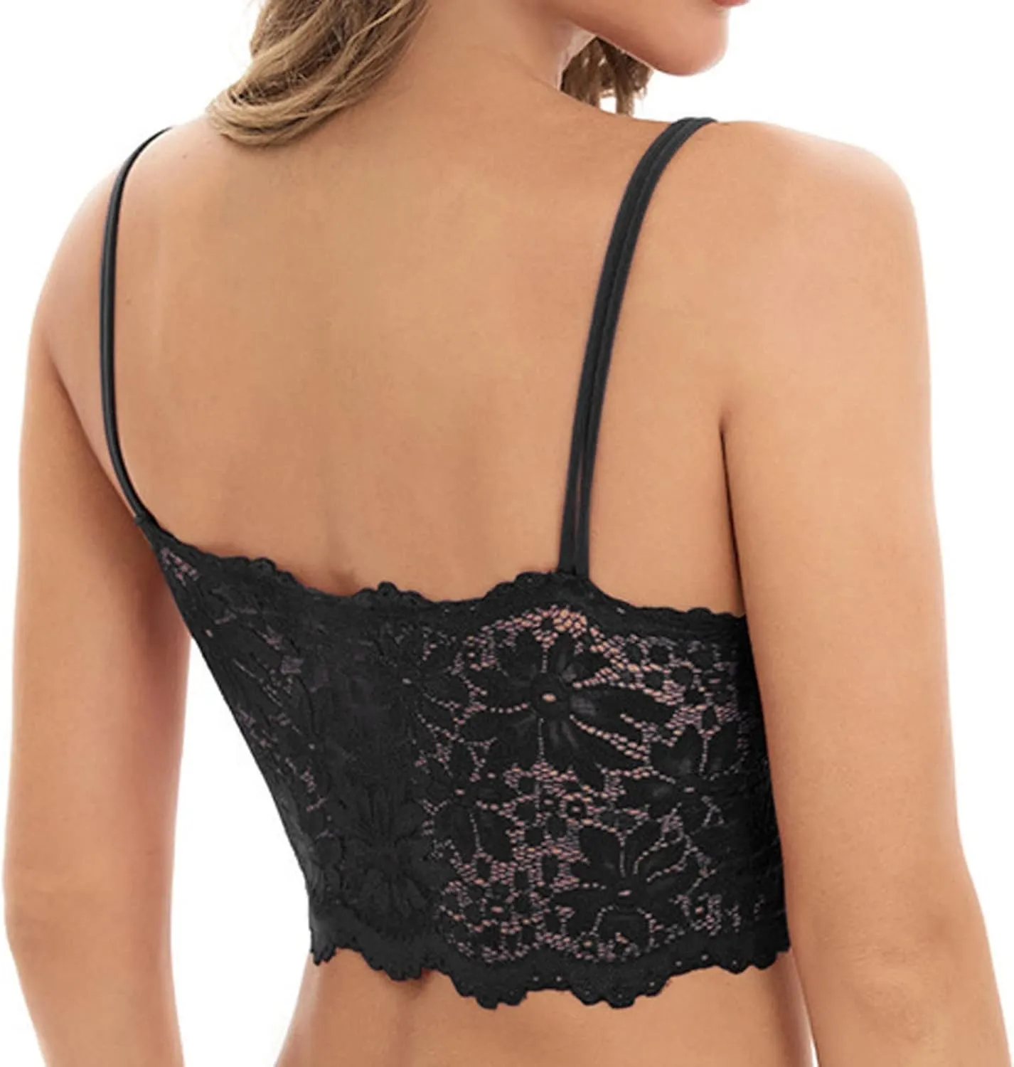 Lace Bralettes for Women Padded Bralette Camisole Racerback Crop Top Floral Lace Bralettes V Neck Bras Trendy