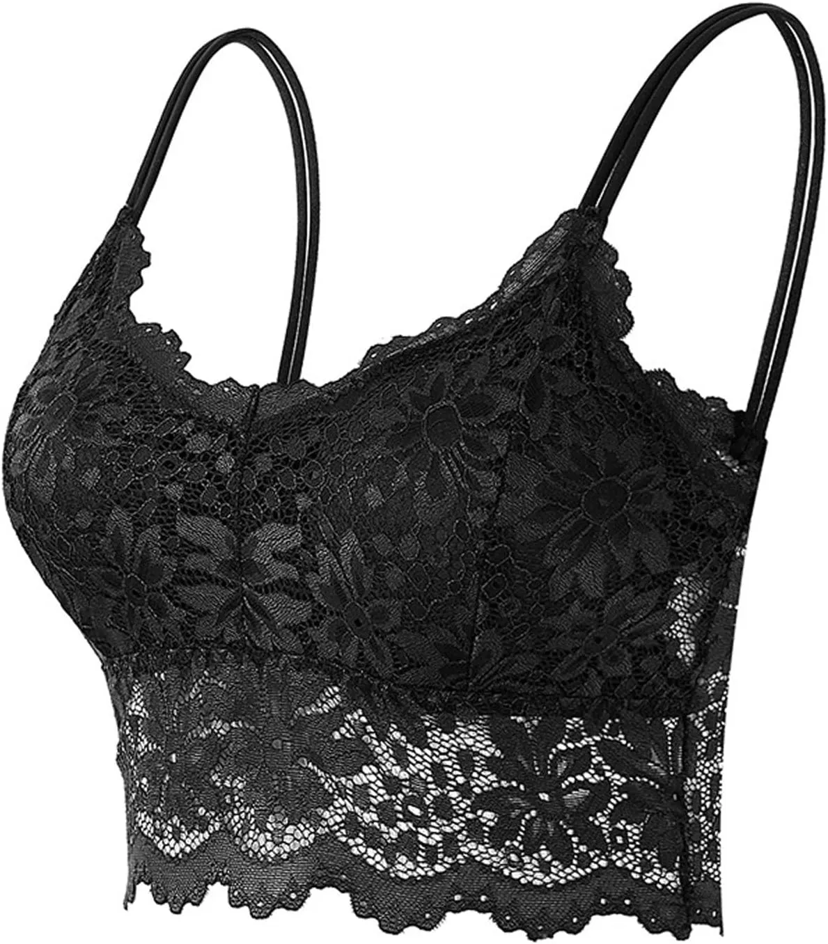 Lace Bralettes for Women Padded Bralette Camisole Racerback Crop Top Floral Lace Bralettes V Neck Bras Trendy