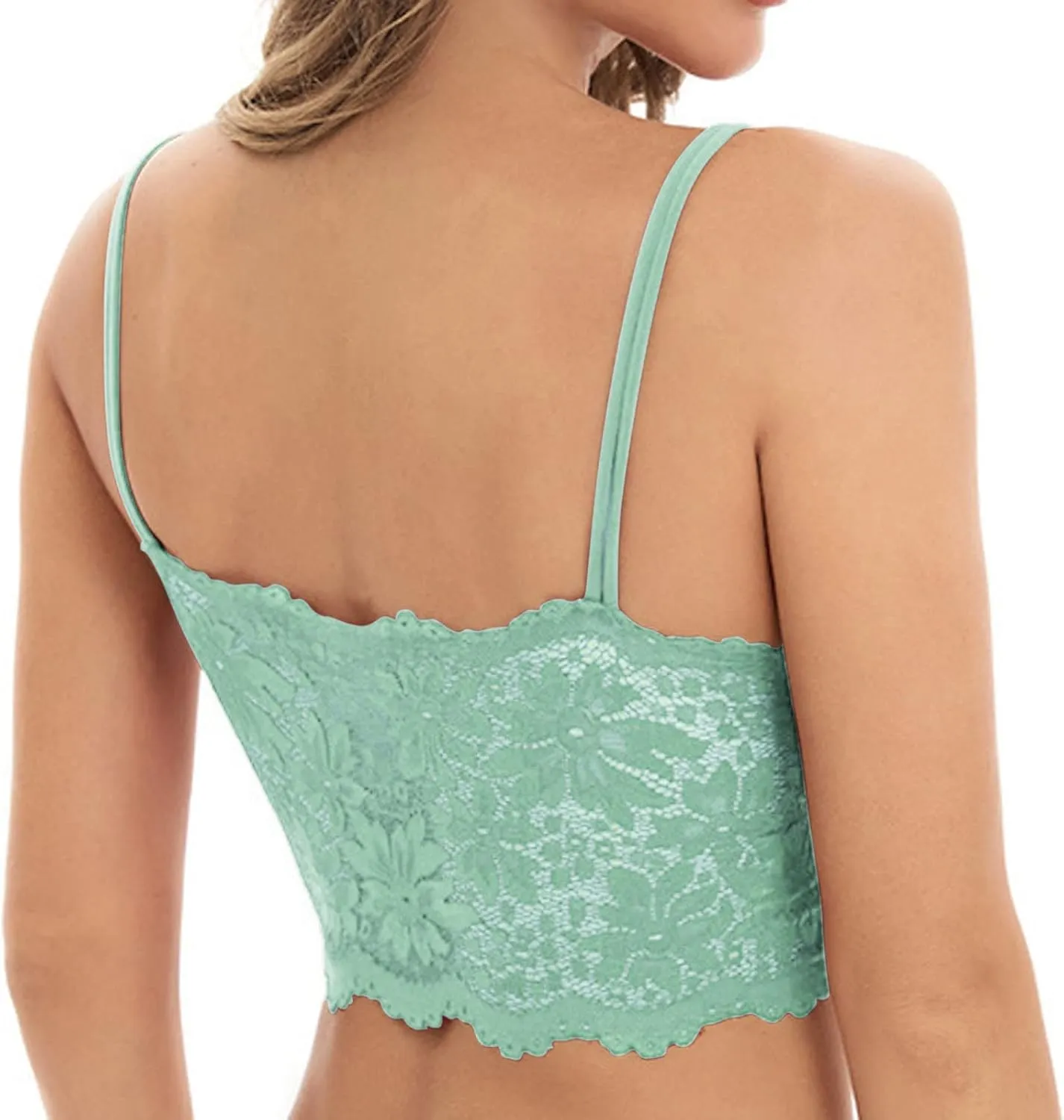 Lace Bralettes for Women Padded Bralette Camisole Racerback Crop Top Floral Lace Bralettes V Neck Bras Trendy
