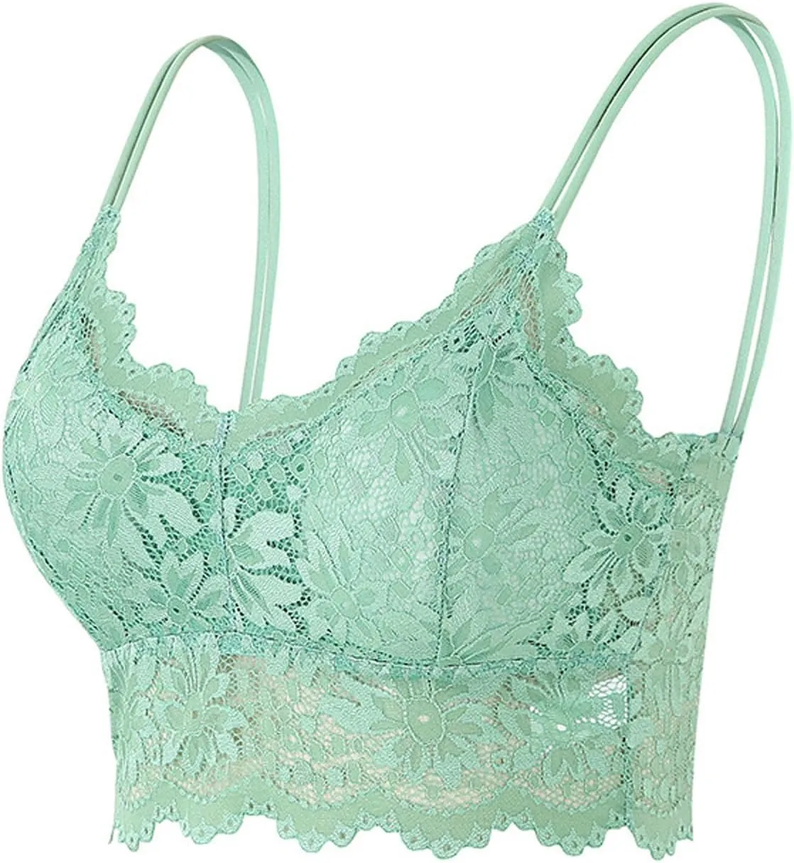 Lace Bralettes for Women Padded Bralette Camisole Racerback Crop Top Floral Lace Bralettes V Neck Bras Trendy