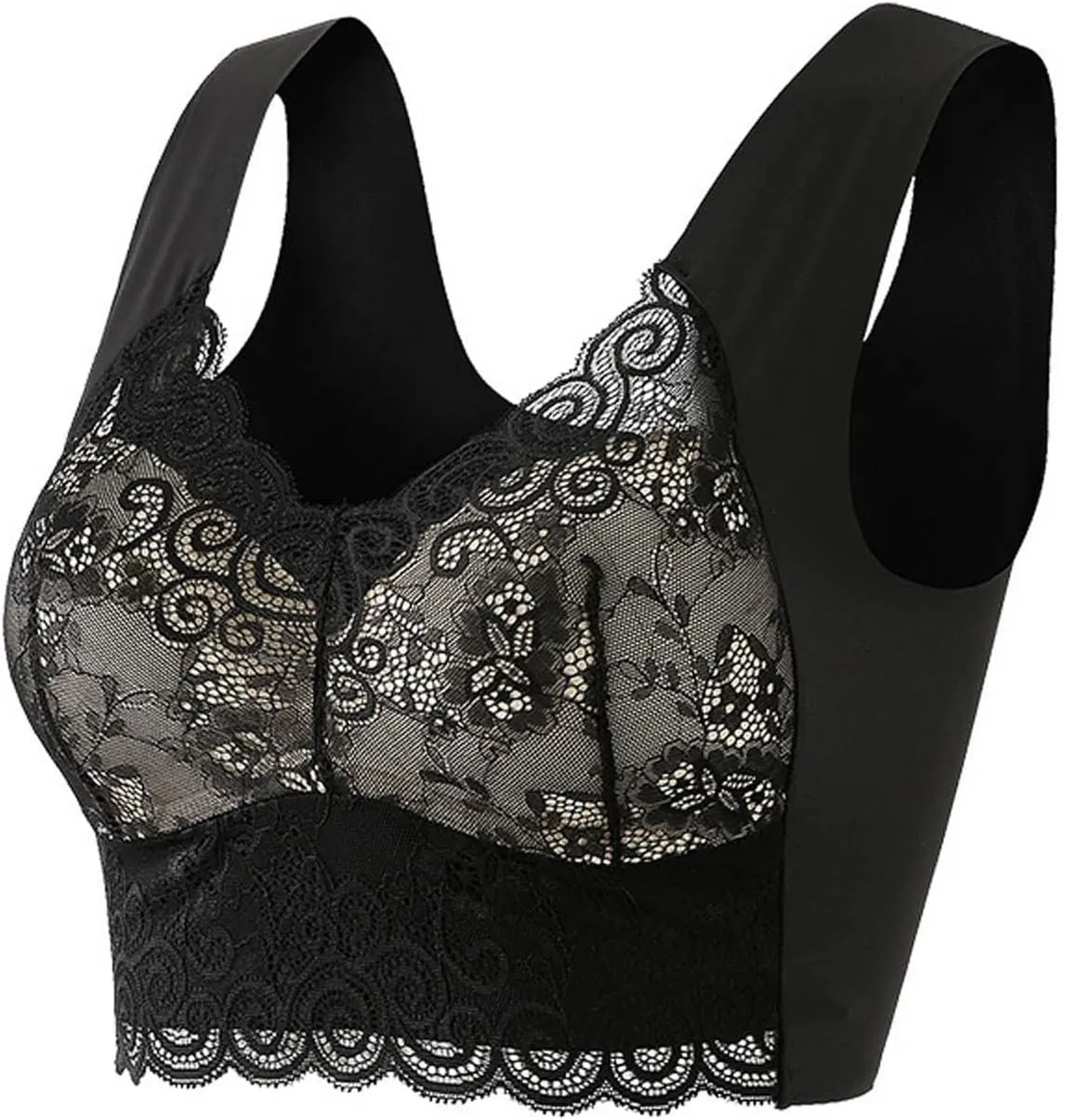 Lace Bralettes for Women Padded Bralette Camisole Racerback Crop Top Floral Lace Bralettes V Neck Plus Size Daily Bra