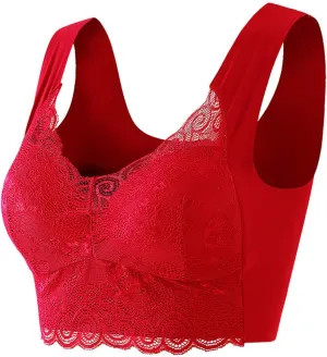Lace Bralettes for Women Padded Bralette Camisole Racerback Crop Top Floral Lace Bralettes V Neck Plus Size Daily Bra