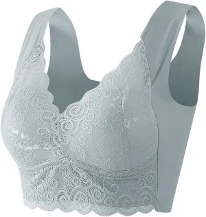 Lace Bralettes for Women Padded Bralette Camisole Racerback Crop Top Floral Lace Bralettes V Neck Plus Size Daily Bra