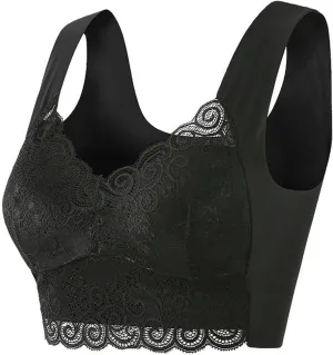 Lace Bralettes for Women Padded Bralette Camisole Racerback Crop Top Floral Lace Bralettes V Neck Plus Size Daily Bra