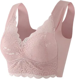 Lace Bralettes for Women Padded Bralette Camisole Racerback Crop Top Floral Lace Bralettes V Neck Plus Size Daily Bra