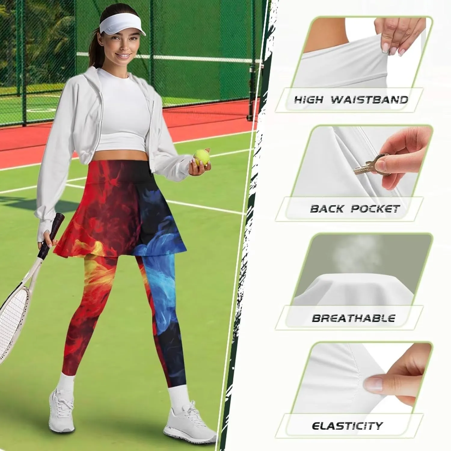 Ladybug Tennis Skirted Leggings with Pocket,Women Turtle Elastic Yoga Legging with Skirt,Forest Comfy Yoga Leggings