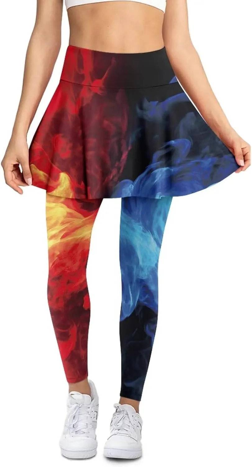 Ladybug Tennis Skirted Leggings with Pocket,Women Turtle Elastic Yoga Legging with Skirt,Forest Comfy Yoga Leggings