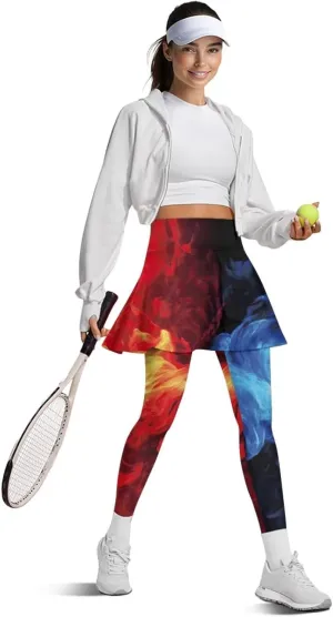 Ladybug Tennis Skirted Leggings with Pocket,Women Turtle Elastic Yoga Legging with Skirt,Forest Comfy Yoga Leggings