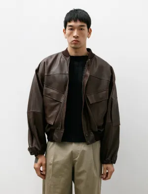 Lamb Leather Flight Blouson Brown Brown