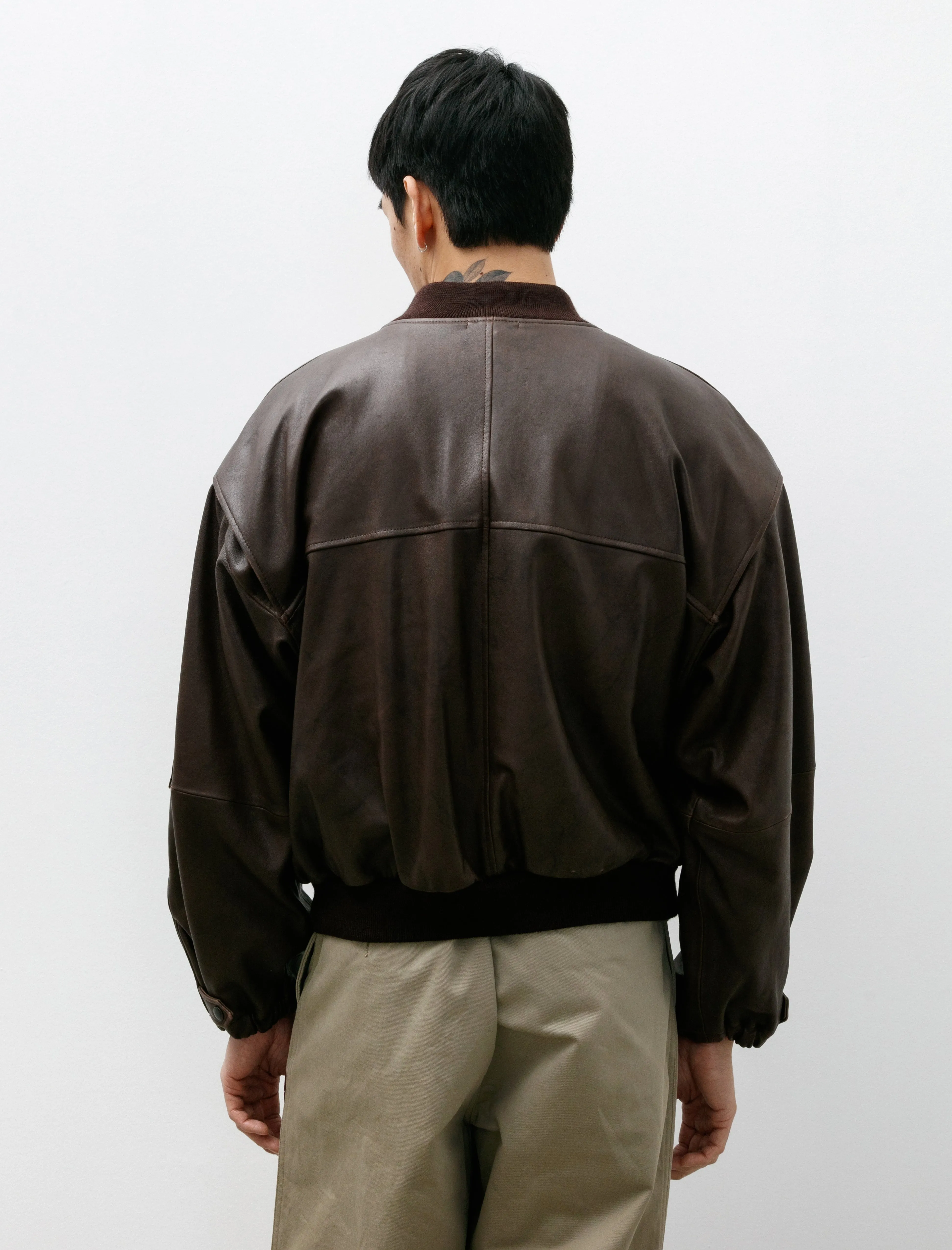 Lamb Leather Flight Blouson Brown Brown