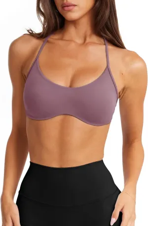 LASLULU Womens Sexy Y Back Sports Bra Padded Racerback Spaghetti Strap Workout Yoga Gym Athletic Bras Tops Bralettes