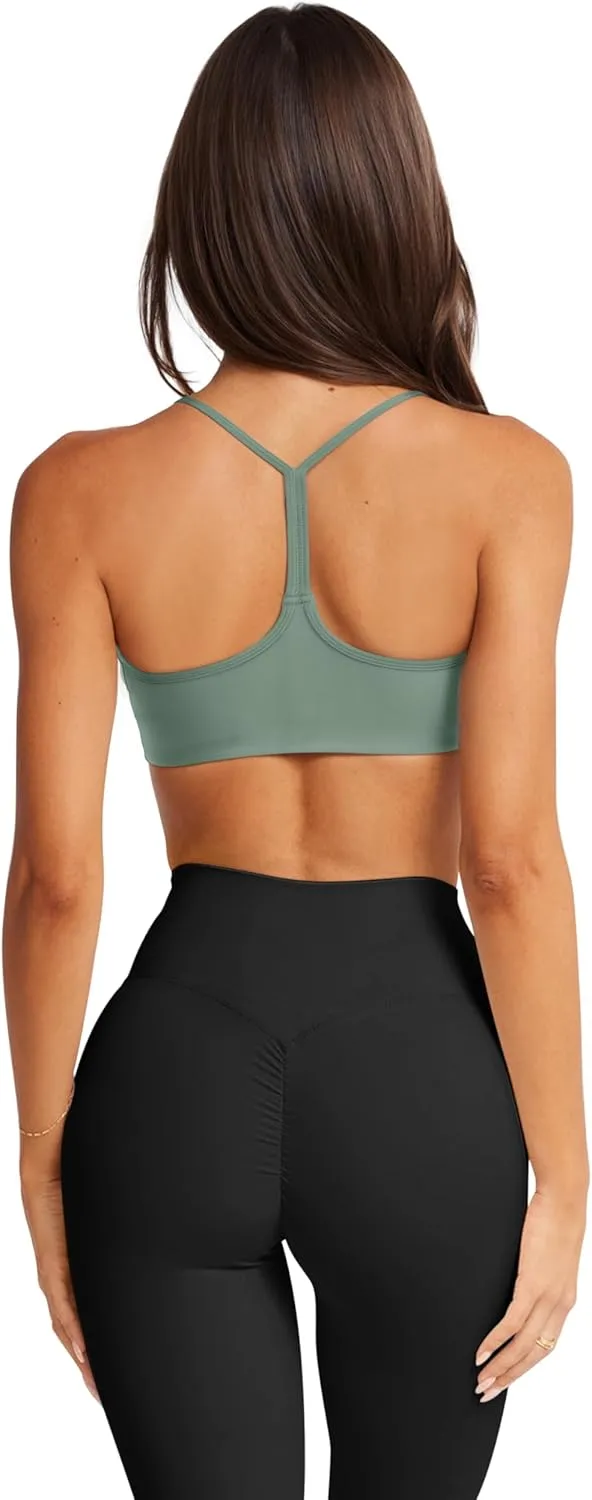 LASLULU Womens Sexy Y Back Sports Bra Padded Racerback Spaghetti Strap Workout Yoga Gym Athletic Bras Tops Bralettes