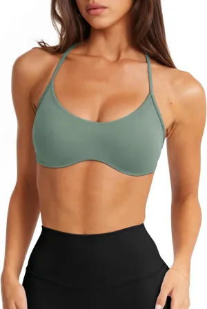 LASLULU Womens Sexy Y Back Sports Bra Padded Racerback Spaghetti Strap Workout Yoga Gym Athletic Bras Tops Bralettes