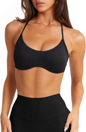 LASLULU Womens Sexy Y Back Sports Bra Padded Racerback Spaghetti Strap Workout Yoga Gym Athletic Bras Tops Bralettes