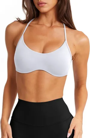 LASLULU Womens Sexy Y Back Sports Bra Padded Racerback Spaghetti Strap Workout Yoga Gym Athletic Bras Tops Bralettes