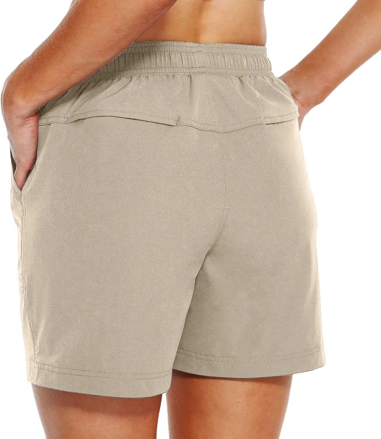 LCMTWX Khaki Women's Athletic Hiking Quick Shorts