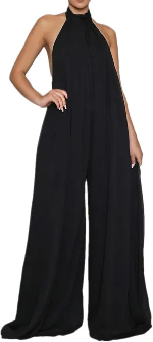 Lisa Colly Women's Sexy Casual Clubwear Wide Leg Jumpsuits Halter Sleeveless Party Chiffon Pants Long Rompers