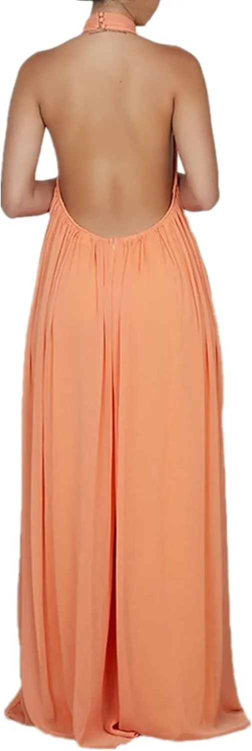 Lisa Colly Women's Sexy Casual Clubwear Wide Leg Jumpsuits Halter Sleeveless Party Chiffon Pants Long Rompers