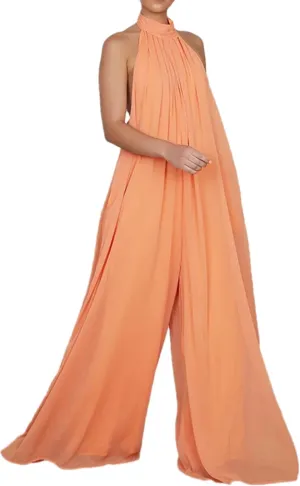 Lisa Colly Women's Sexy Casual Clubwear Wide Leg Jumpsuits Halter Sleeveless Party Chiffon Pants Long Rompers