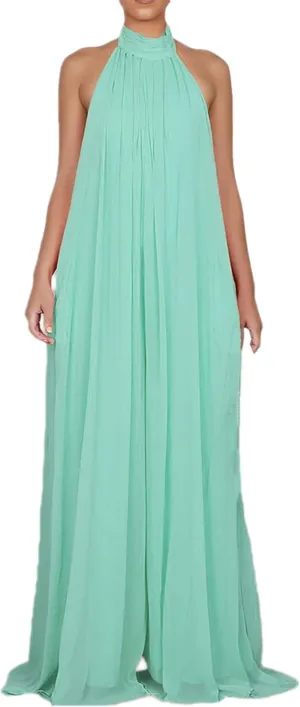 Lisa Colly Women's Sexy Casual Clubwear Wide Leg Jumpsuits Halter Sleeveless Party Chiffon Pants Long Rompers