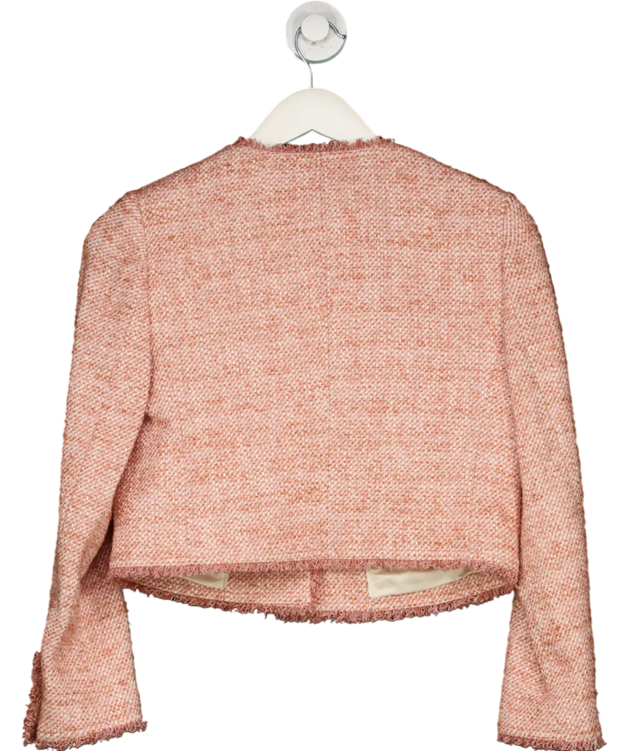 LK Bennett Pink Celeste Cropped Tweed Jacket UK 8