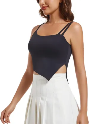 Longline Sports Bras for Women Adjustable Workout Gym Fitness Yoga Padded Bra Crop Tank Tops with Built in Bras Camisole