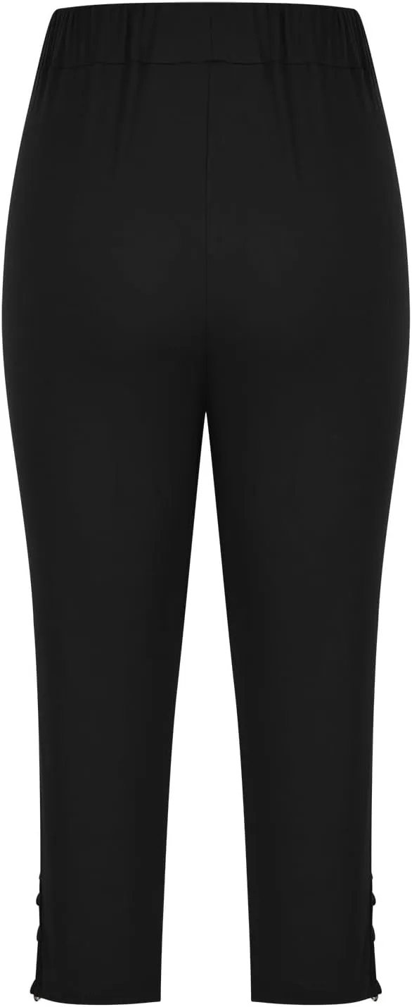 maisdgop Women's Capri Pants Tummy Control Knee Length Yoga Leggings Casual Sexy Solid Cutout High Waisted Cropped Pant