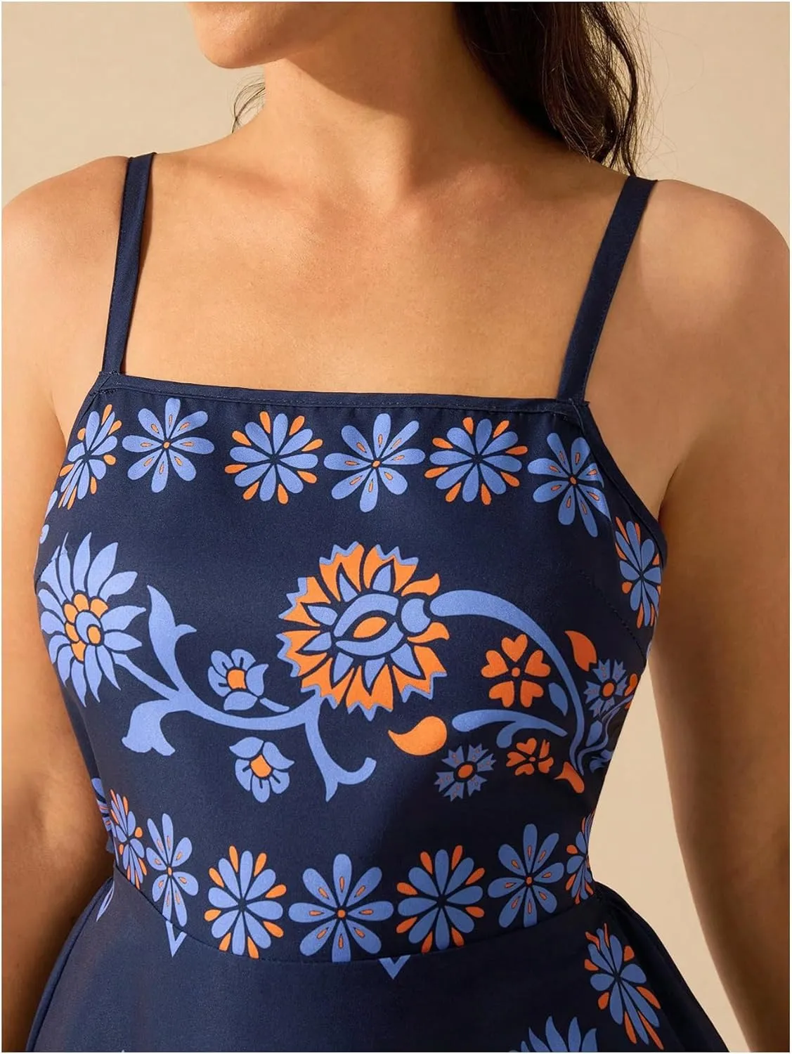 MakeMeChic Women's Floral Boho Dress Sleeveless Vacation Mini Short Dress Tie Backless Sundress