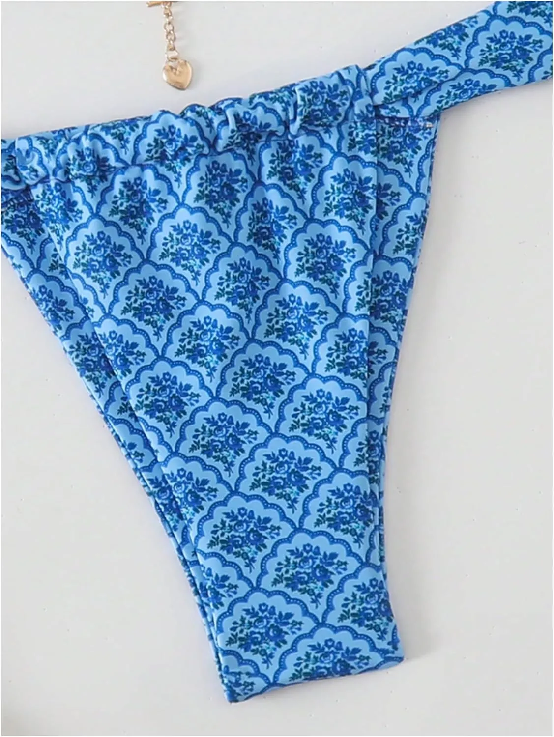 MakeMeChic Women's Floral Print 2 Piece Bikini Sets Tie Back Triangle Thong Bathing Suit Swimsuit